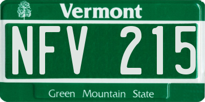 VT license plate NFV215