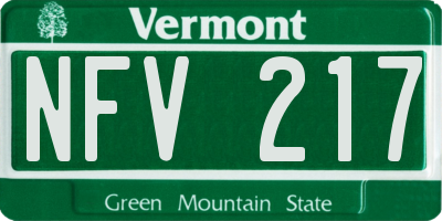 VT license plate NFV217