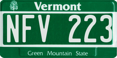 VT license plate NFV223