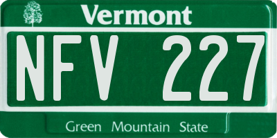 VT license plate NFV227