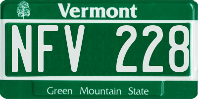 VT license plate NFV228
