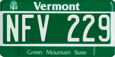 VT license plate NFV229