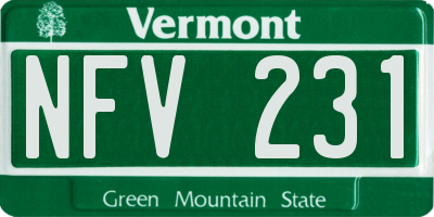 VT license plate NFV231