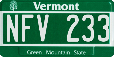 VT license plate NFV233