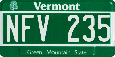 VT license plate NFV235