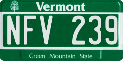 VT license plate NFV239