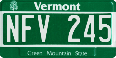 VT license plate NFV245