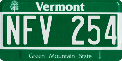 VT license plate NFV254