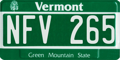 VT license plate NFV265