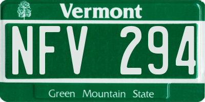 VT license plate NFV294