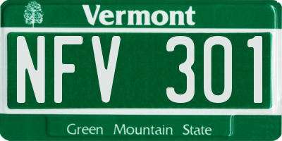 VT license plate NFV301