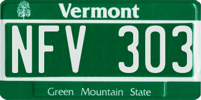 VT license plate NFV303