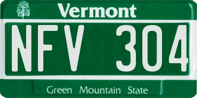 VT license plate NFV304