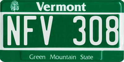 VT license plate NFV308