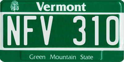 VT license plate NFV310