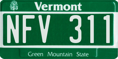 VT license plate NFV311