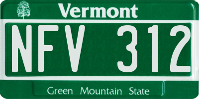 VT license plate NFV312