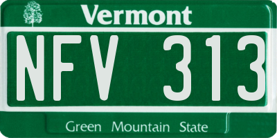 VT license plate NFV313