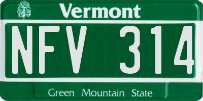 VT license plate NFV314