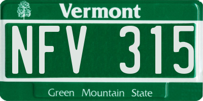 VT license plate NFV315