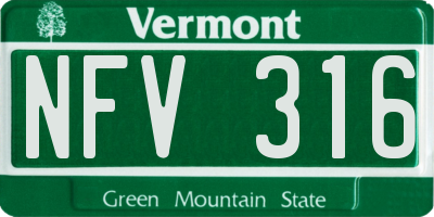 VT license plate NFV316