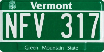 VT license plate NFV317