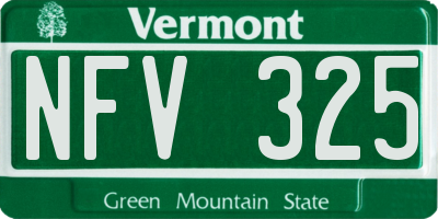 VT license plate NFV325