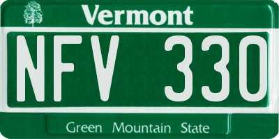 VT license plate NFV330