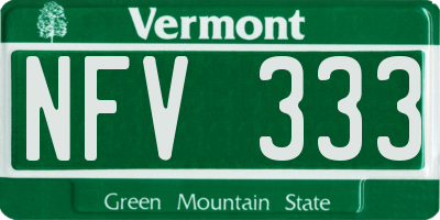 VT license plate NFV333