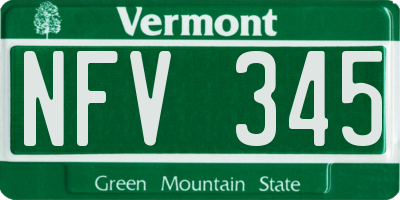VT license plate NFV345