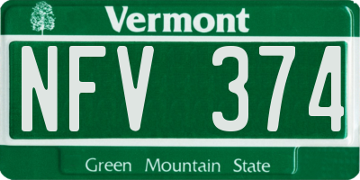VT license plate NFV374