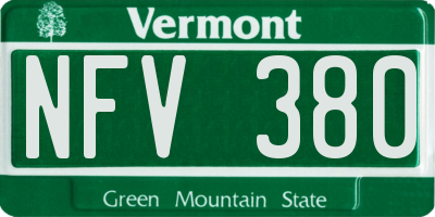 VT license plate NFV380
