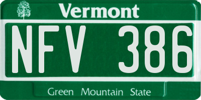 VT license plate NFV386