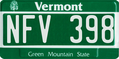 VT license plate NFV398