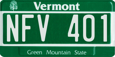 VT license plate NFV401
