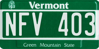 VT license plate NFV403