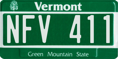 VT license plate NFV411