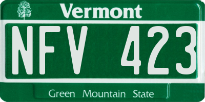 VT license plate NFV423