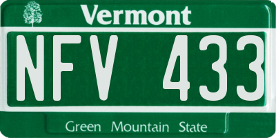 VT license plate NFV433