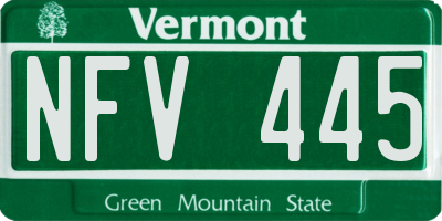 VT license plate NFV445