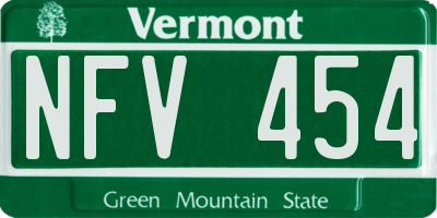 VT license plate NFV454
