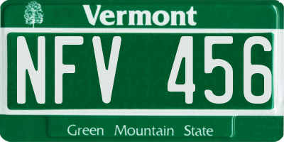VT license plate NFV456