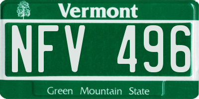 VT license plate NFV496