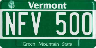 VT license plate NFV500