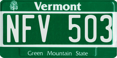 VT license plate NFV503