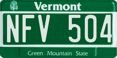VT license plate NFV504
