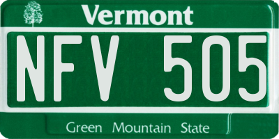VT license plate NFV505