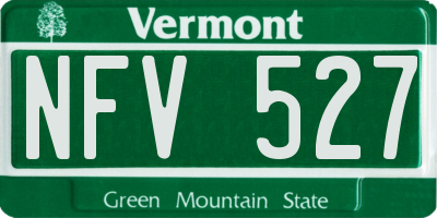 VT license plate NFV527