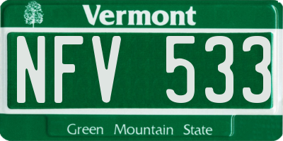 VT license plate NFV533