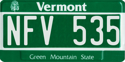 VT license plate NFV535